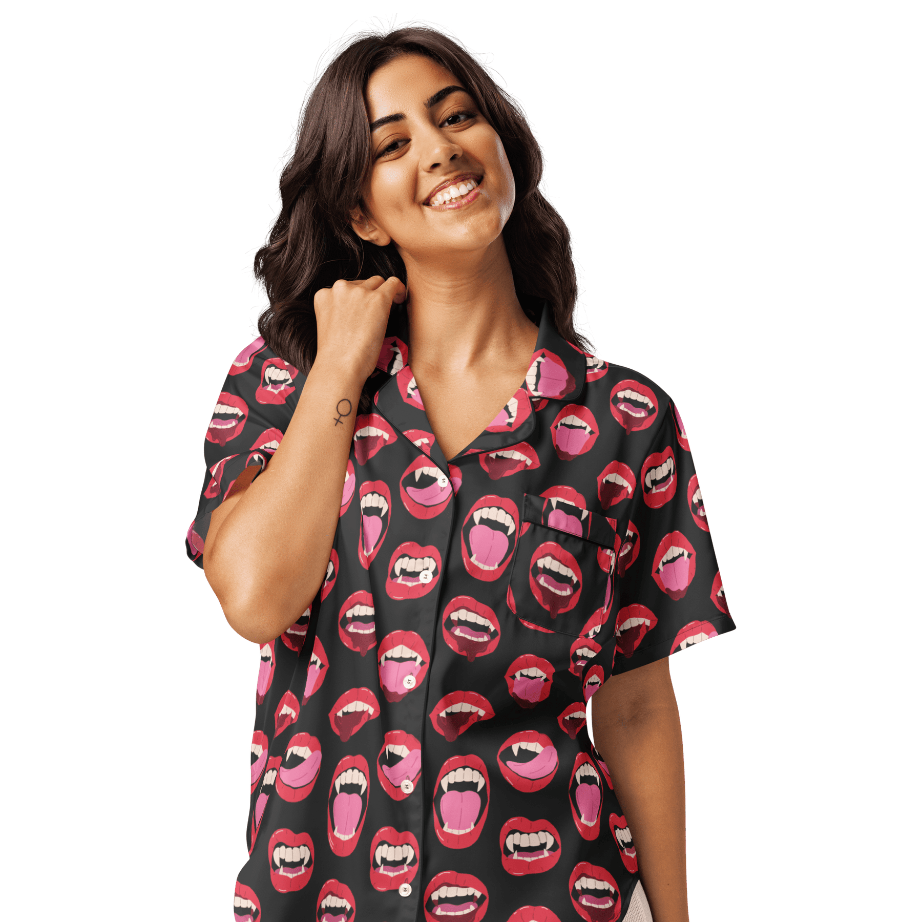 Vampire Kiss Silky Pajama Top - Goth Cloth Co.6258039_20964