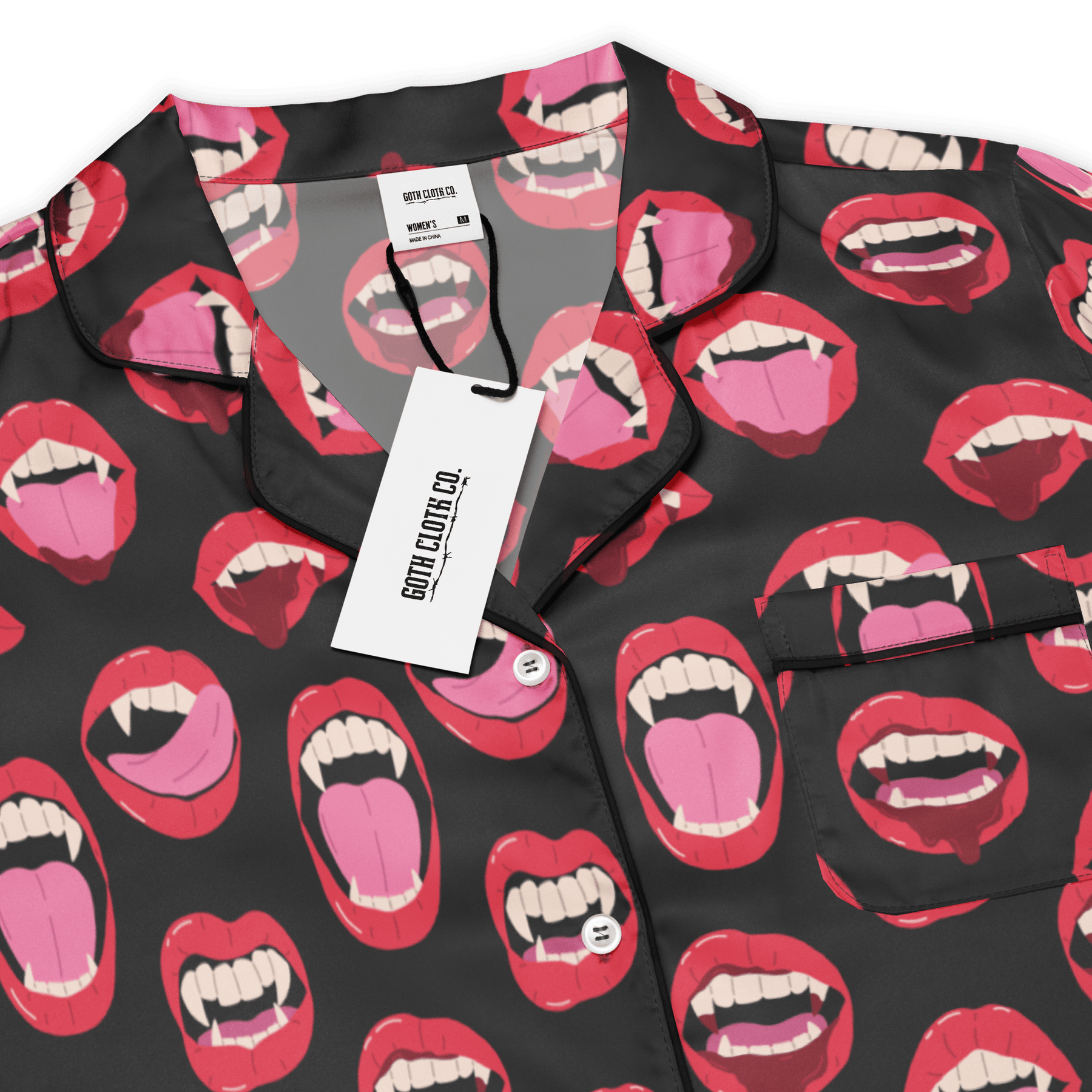 Vampire Kiss Silky Pajama Top - Goth Cloth Co.6258039_20964