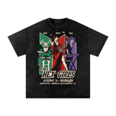 Vintage Hex Girls Acid Wash Oversized Tee - Goth Cloth Co.250627PODPQ0497001