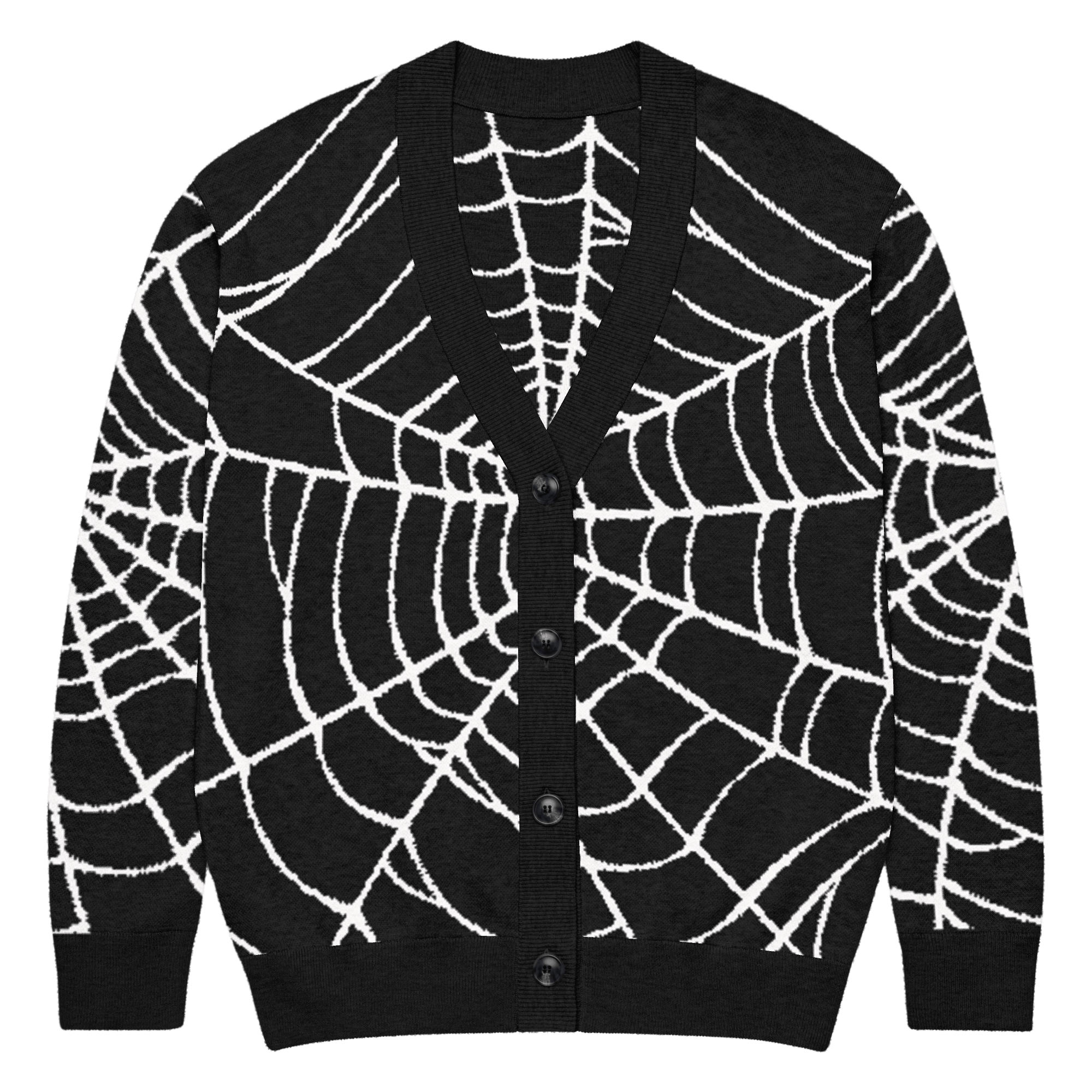 Spider Web Knit Cardigan | Gothic Halloween Button-Up