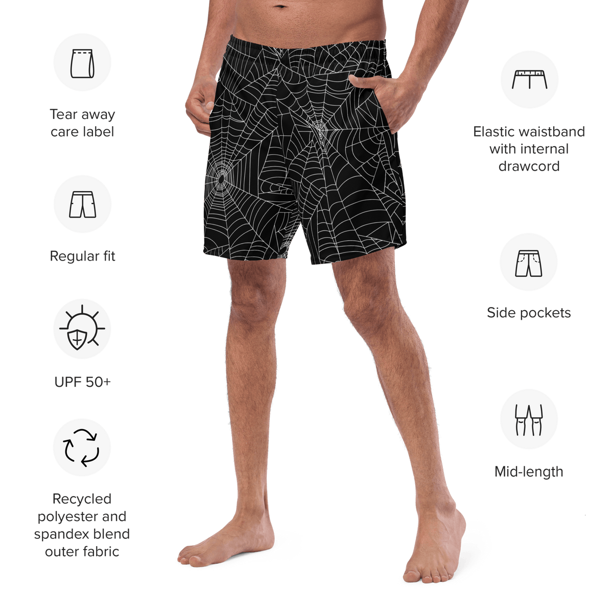 Web Weaver Men's Swim Trunks - Goth Cloth Co.1667551_14636