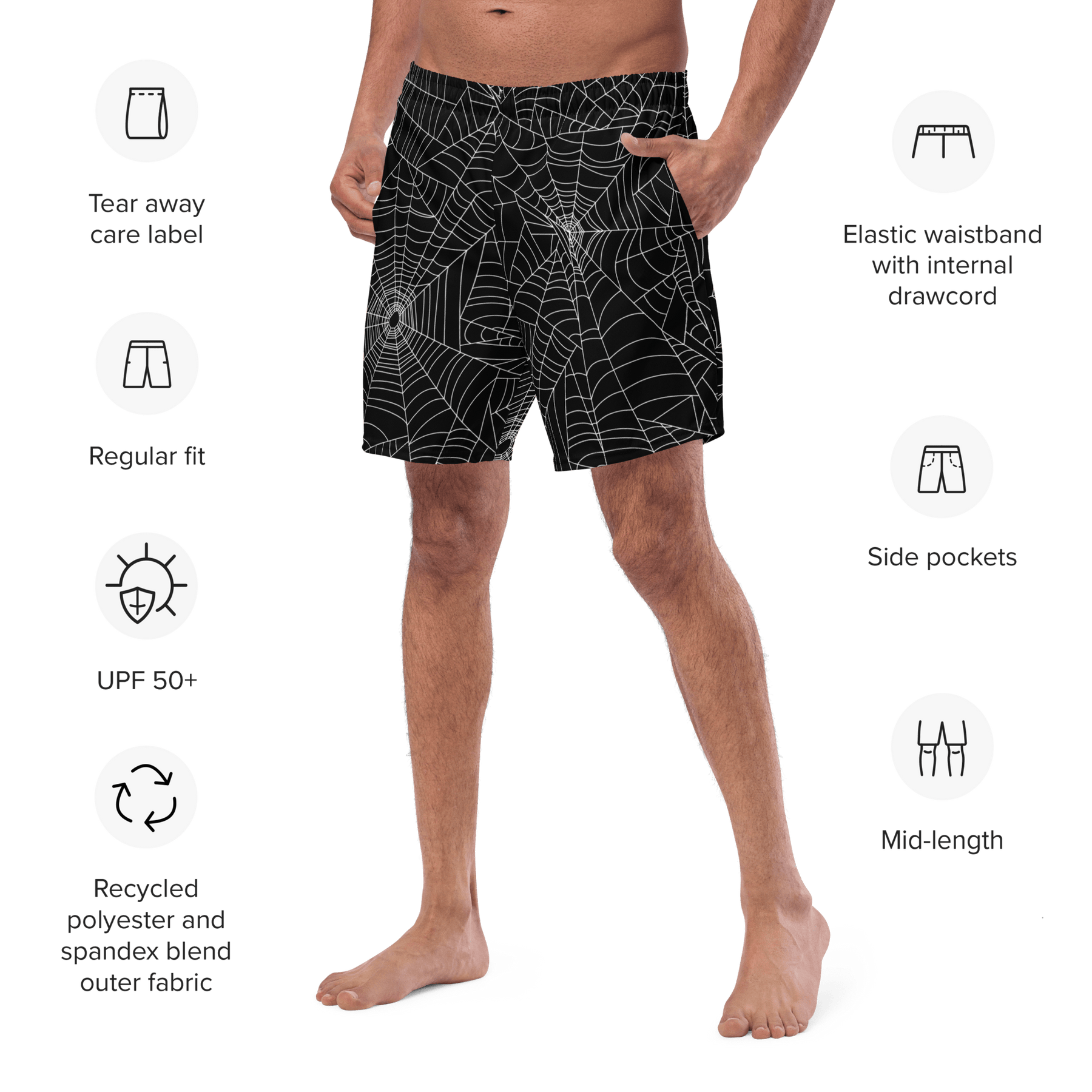 Web Weaver Men's Swim Trunks - Goth Cloth Co.1667551_14636