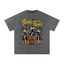 Girls Will Be Girls Witches Acid Wash Oversized T-Shirt