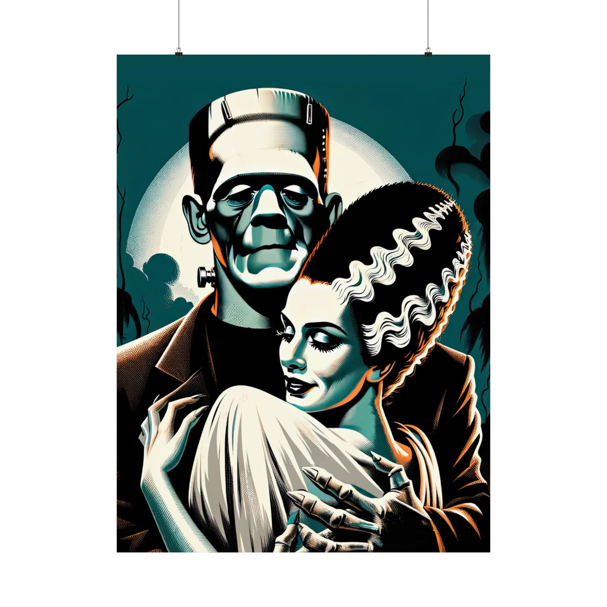 Frankenstein & Bride Vintage Horror Moon Poster - Goth Cloth Co.Poster16610275176621141383