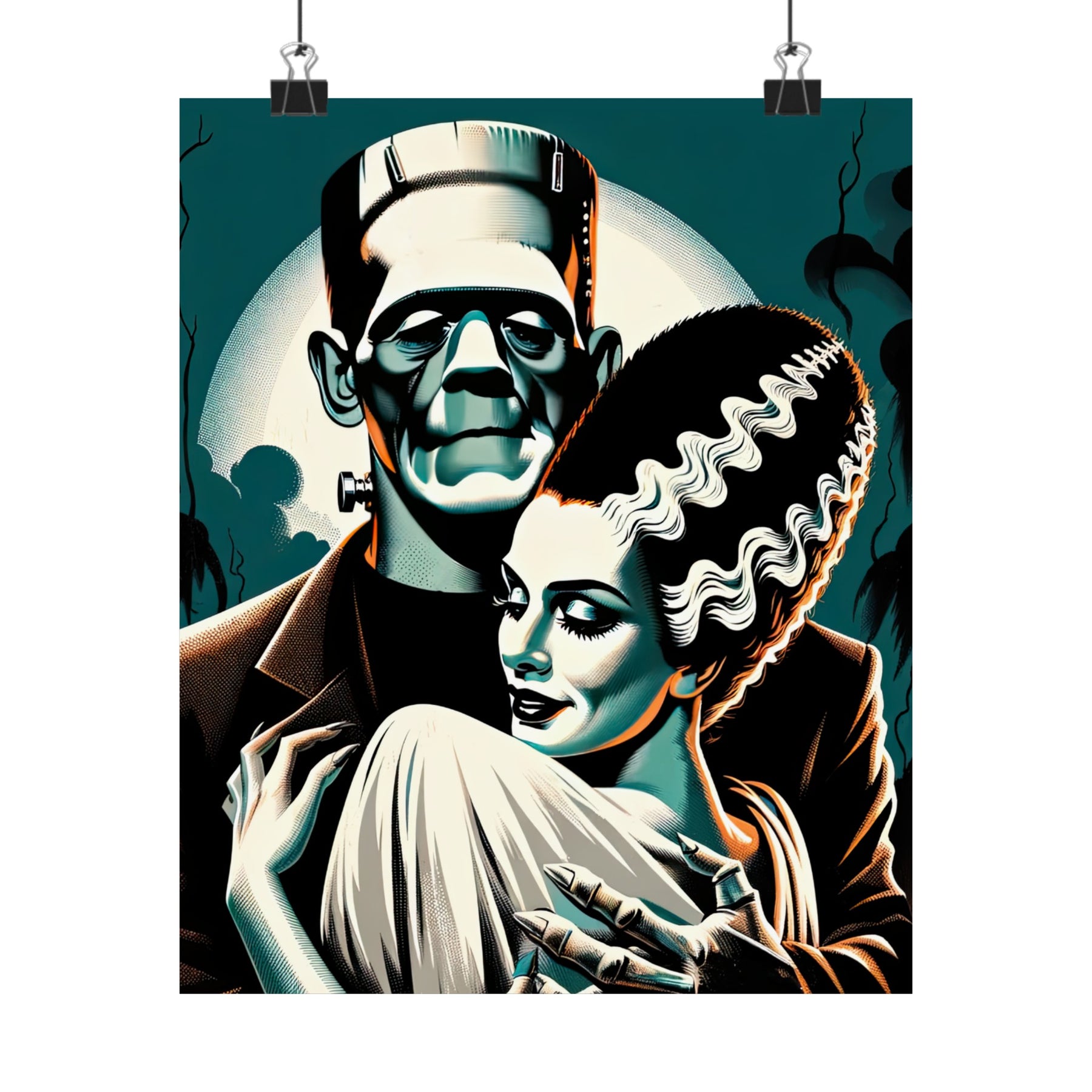 Frankenstein & Bride Vintage Horror Moon Poster - Goth Cloth Co.Poster93578510323350972095