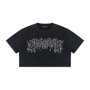 Big Feelings Metal Font Mineral Wash Crop Top