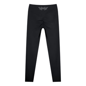 Delicate Metal Font High Waisted Ankle Leggings