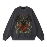 Black Magic Bat Acid Washed Sweatshirt