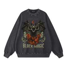 Black Magic Bat Acid Washed Sweatshirt