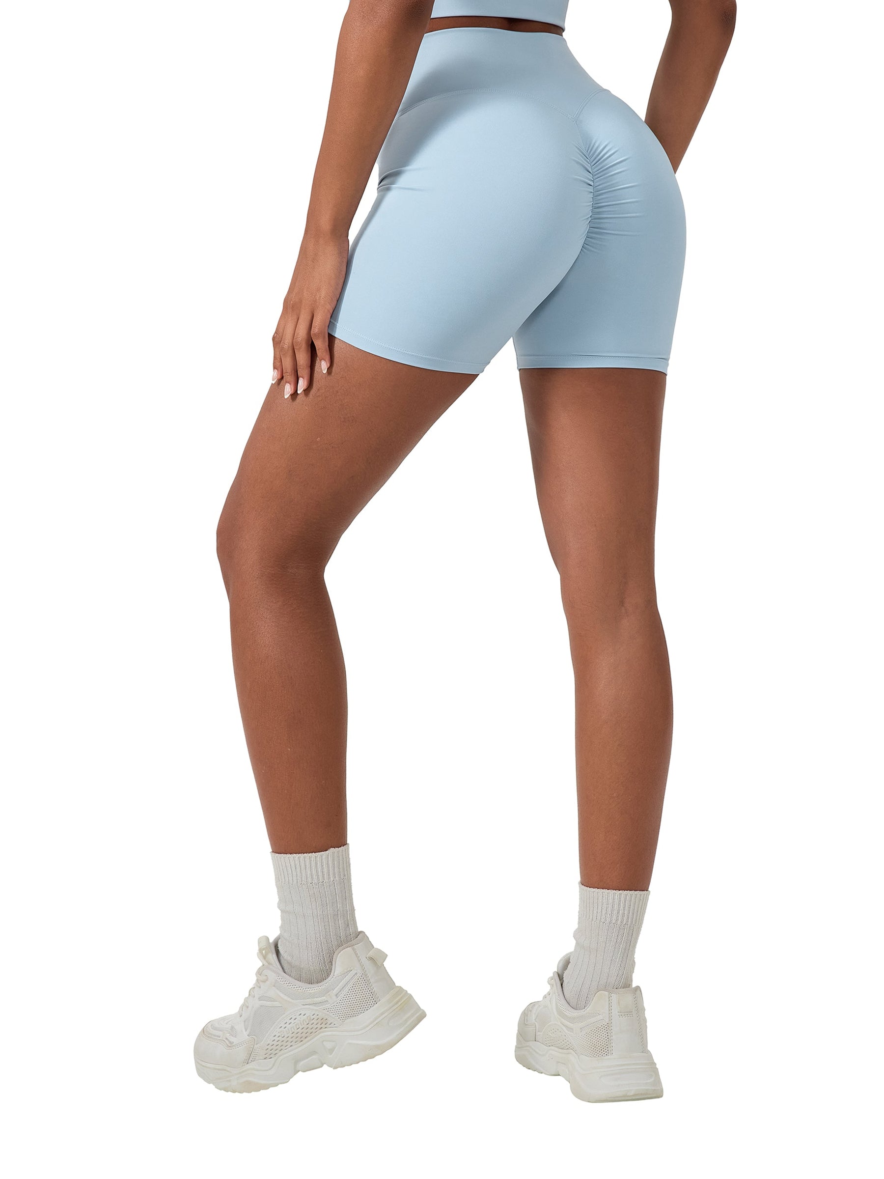 Thorned High-Waisted Scrunched Yoga Shorts