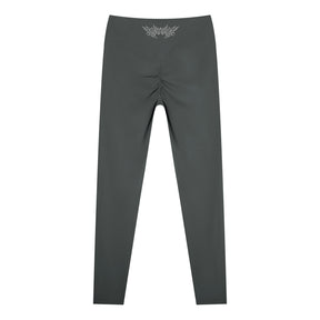 Delicate Metal Font High Waisted Ankle Leggings