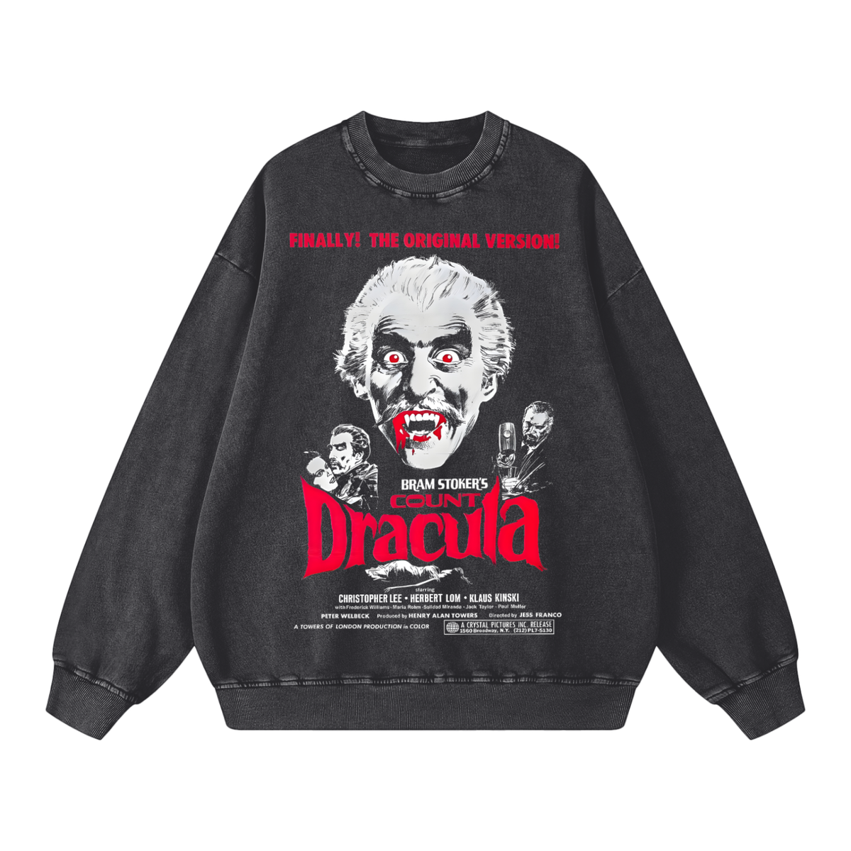 Vintage Dracula Poster Acid Wash Sweatshirt