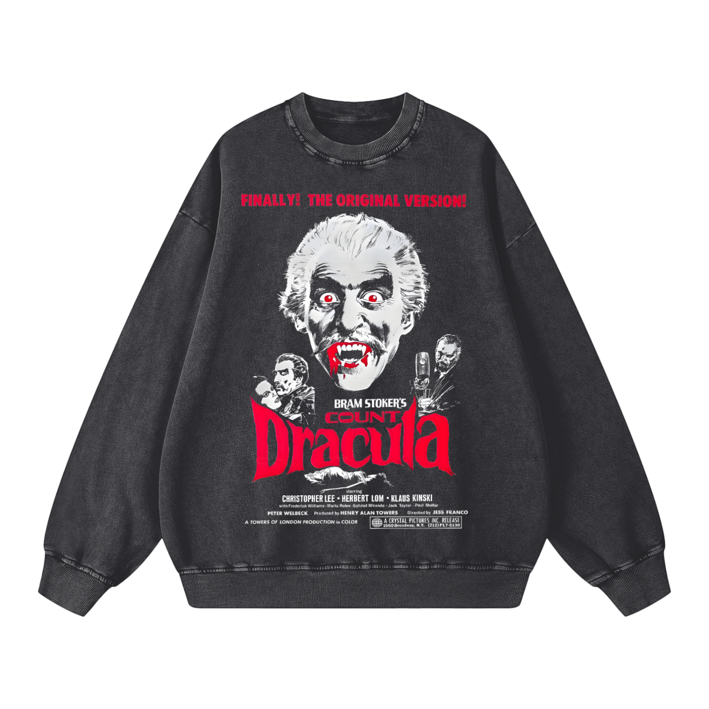 Vintage Dracula Poster Acid Wash Sweatshirt