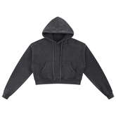 Basic B Grunge Wash Cropped Hoodie