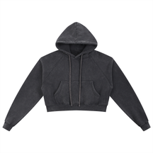 Basic B Grunge Wash Cropped Hoodie