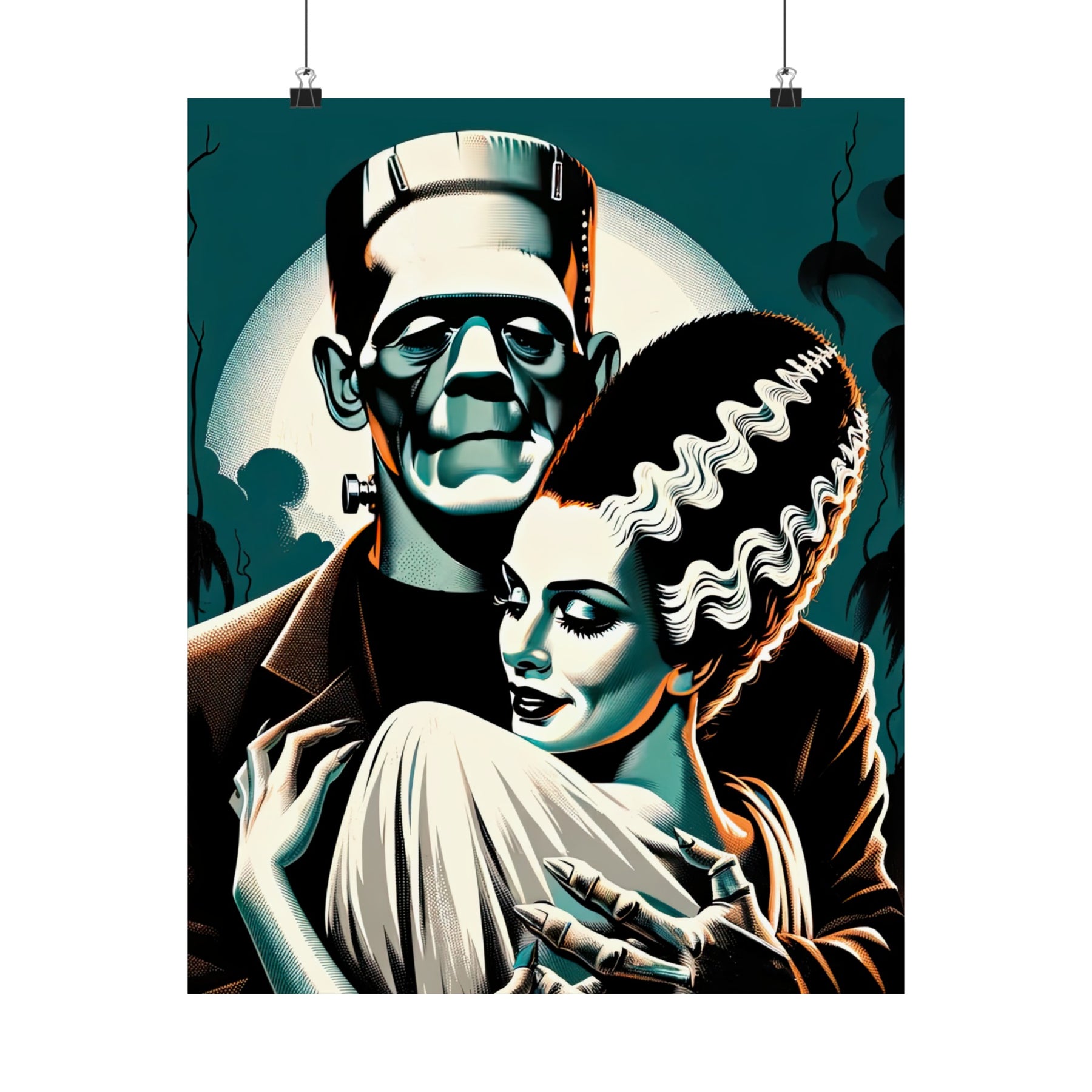 Frankenstein & Bride Vintage Horror Moon Poster - Goth Cloth Co.Poster52409979069833563484