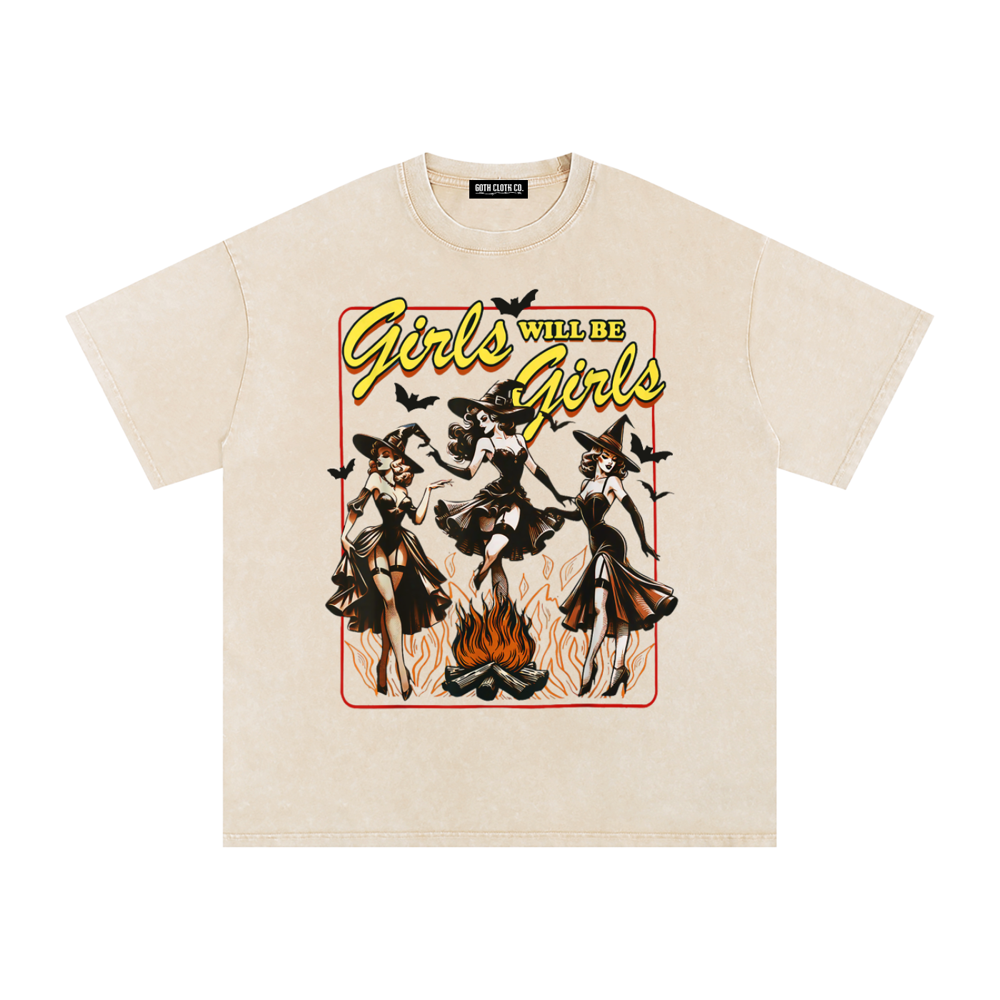 Girls Will Be Girls Witches Acid Wash Oversized T-Shirt