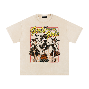 Girls Will Be Girls Witches Acid Wash Oversized T-Shirt
