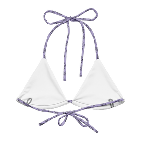 Punk Crystals on Lavender String Bikini Top by Goth Cloth Co. - Eco-friendly Recycled Swimwear