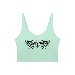 Anxious V-Neck Long Line Sports Bra - Goth Cloth Co.gymwear260709PODAC1361001