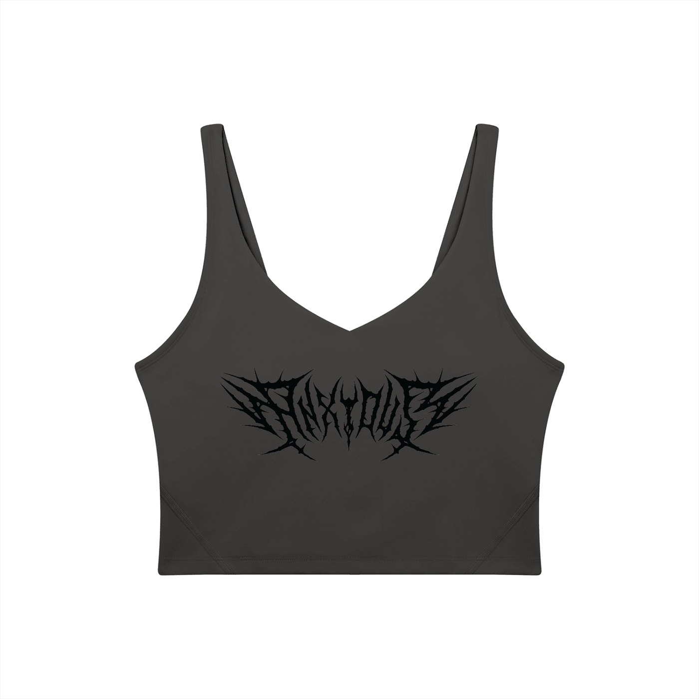 Anxious V-Neck Long Line Sports Bra - Goth Cloth Co.gymwear260709PODAC1361016