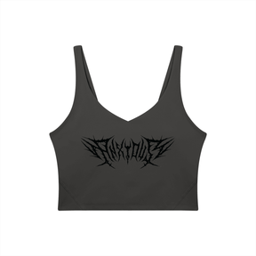 Anxious V-Neck Long Line Sports Bra - Goth Cloth Co.gymwear260709PODAC1361016