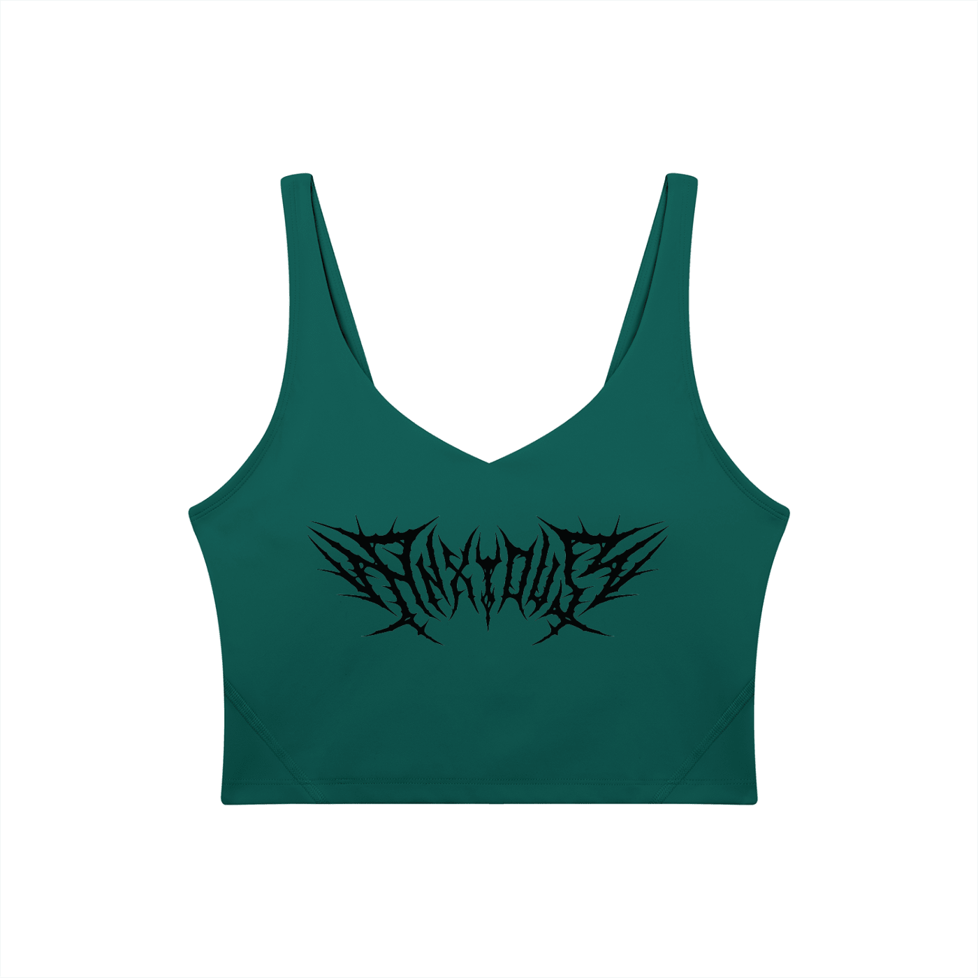 Anxious V-Neck Long Line Sports Bra - Goth Cloth Co.gymwear260709PODAC1361021