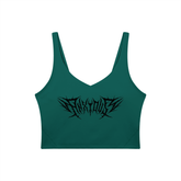 Anxious V-Neck Long Line Sports Bra - Goth Cloth Co.gymwear260709PODAC1361021