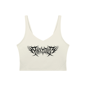 Anxious V-Neck Long Line Sports Bra - Goth Cloth Co.gymwear260805PODAC2711001