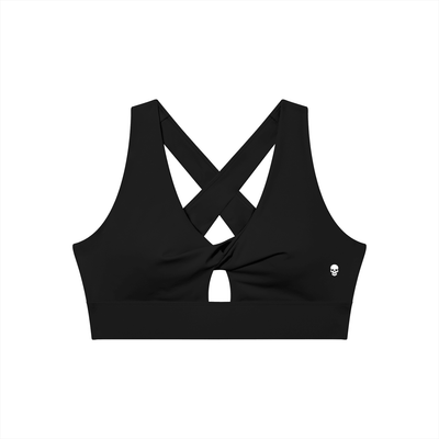 Bare Bones Front Twist Sports Bra - Goth Cloth Co.gymwear260923PODNV0981#001