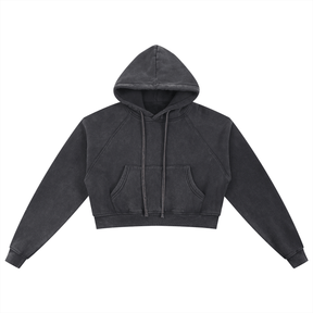 Basic B Grunge Wash Cropped Hoodie - Goth Cloth Co.251001PODBD0338001