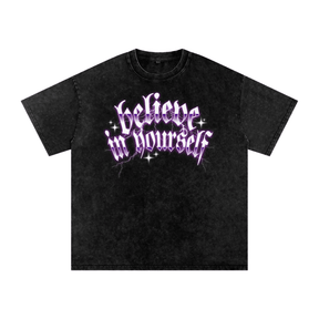 Believe in Yourself 80's Acid Wash Tee - Goth Cloth Co.260108PODPQ0717001