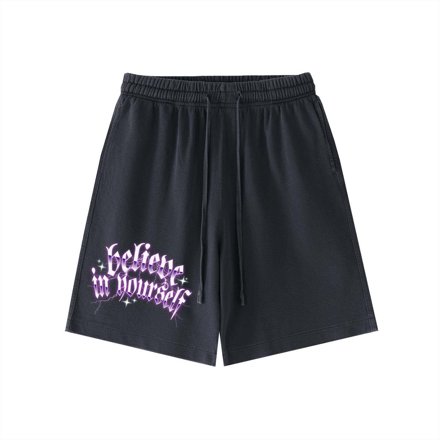 Believe in Yourself Metal Vintage Wash Cotton Shorts - Goth Cloth Co.251219PODPW0437001