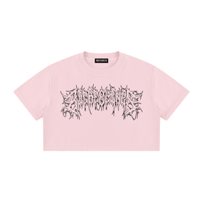 Big Feelings Metal Font Mineral Wash Crop Top - Goth Cloth Co.260716PODAA1680001