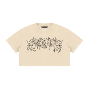 Big Feelings Metal Font Mineral Wash Crop Top - Goth Cloth Co.260716PODAA1680006