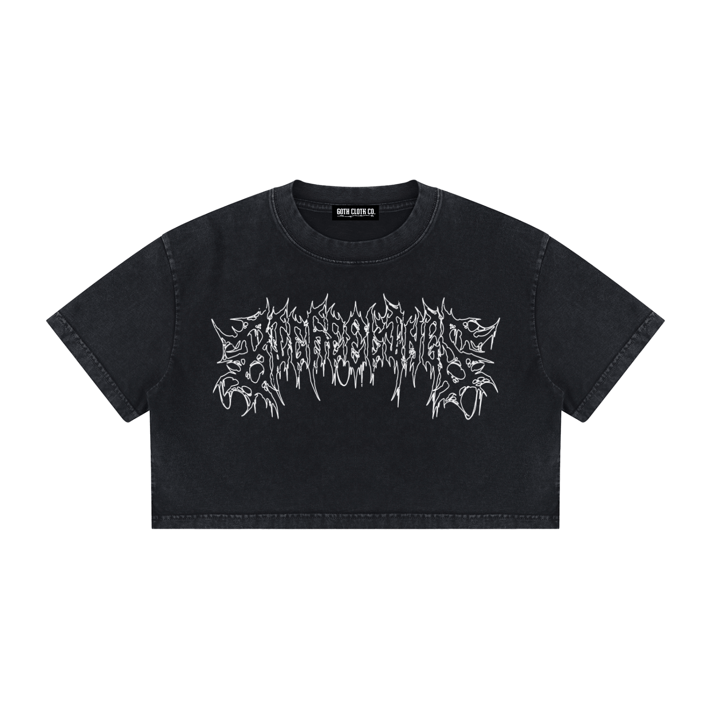 Big Feelings Metal Font Mineral Wash Crop Top - Goth Cloth Co.260716PODAA1684001