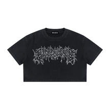 Big Feelings Metal Font Mineral Wash Crop Top - Goth Cloth Co.260716PODAA1684001