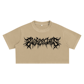 Big Feelings Metal Font Snow Washed Crop Top