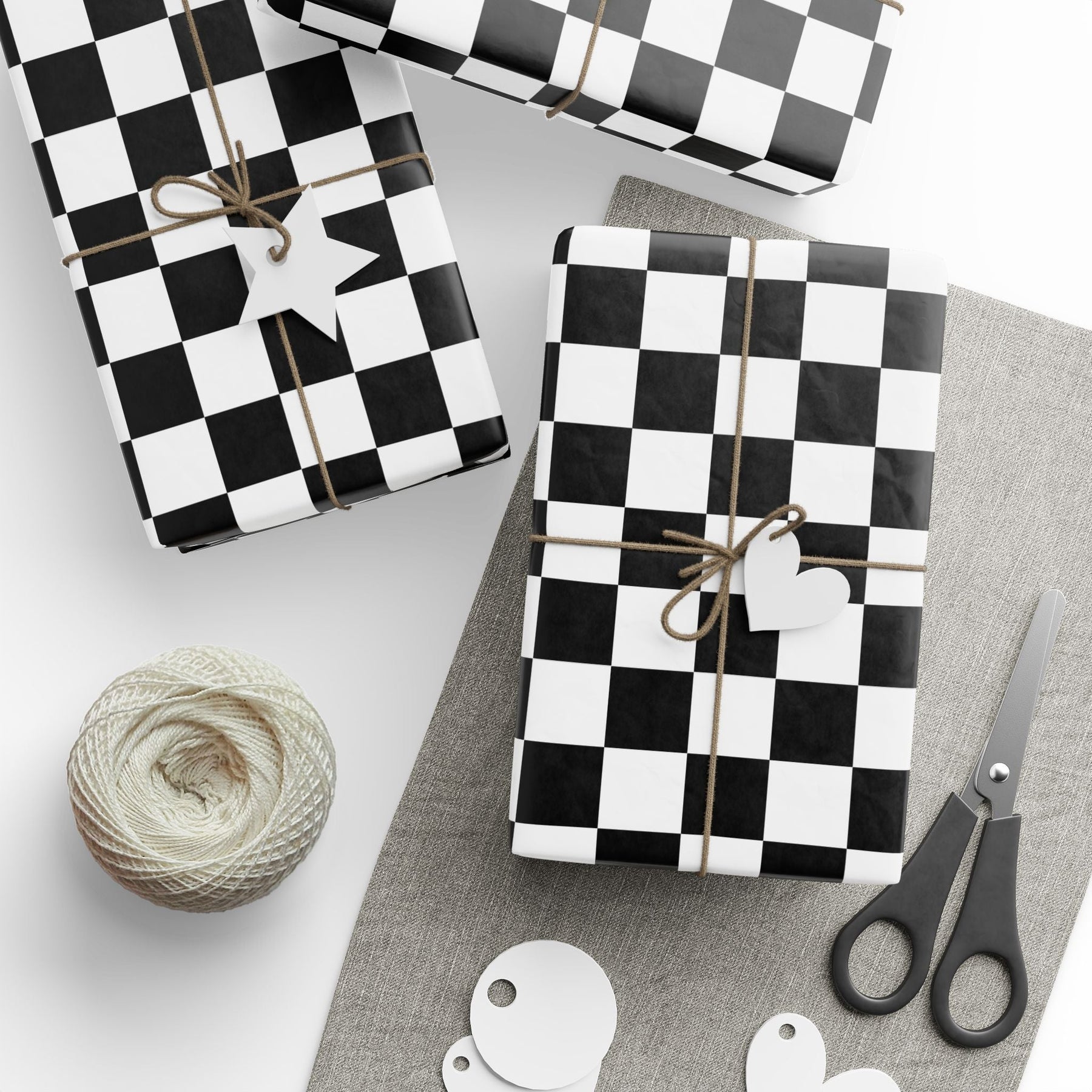 Black and White Checkerboard Gift Wrap Paper - Goth Cloth Co.Home Decor25685782000253023340