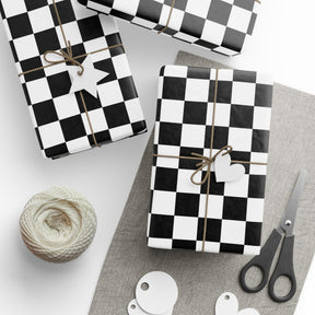 Black and White Checkerboard Gift Wrap Paper - Goth Cloth Co.Home Decor25685782000253023340