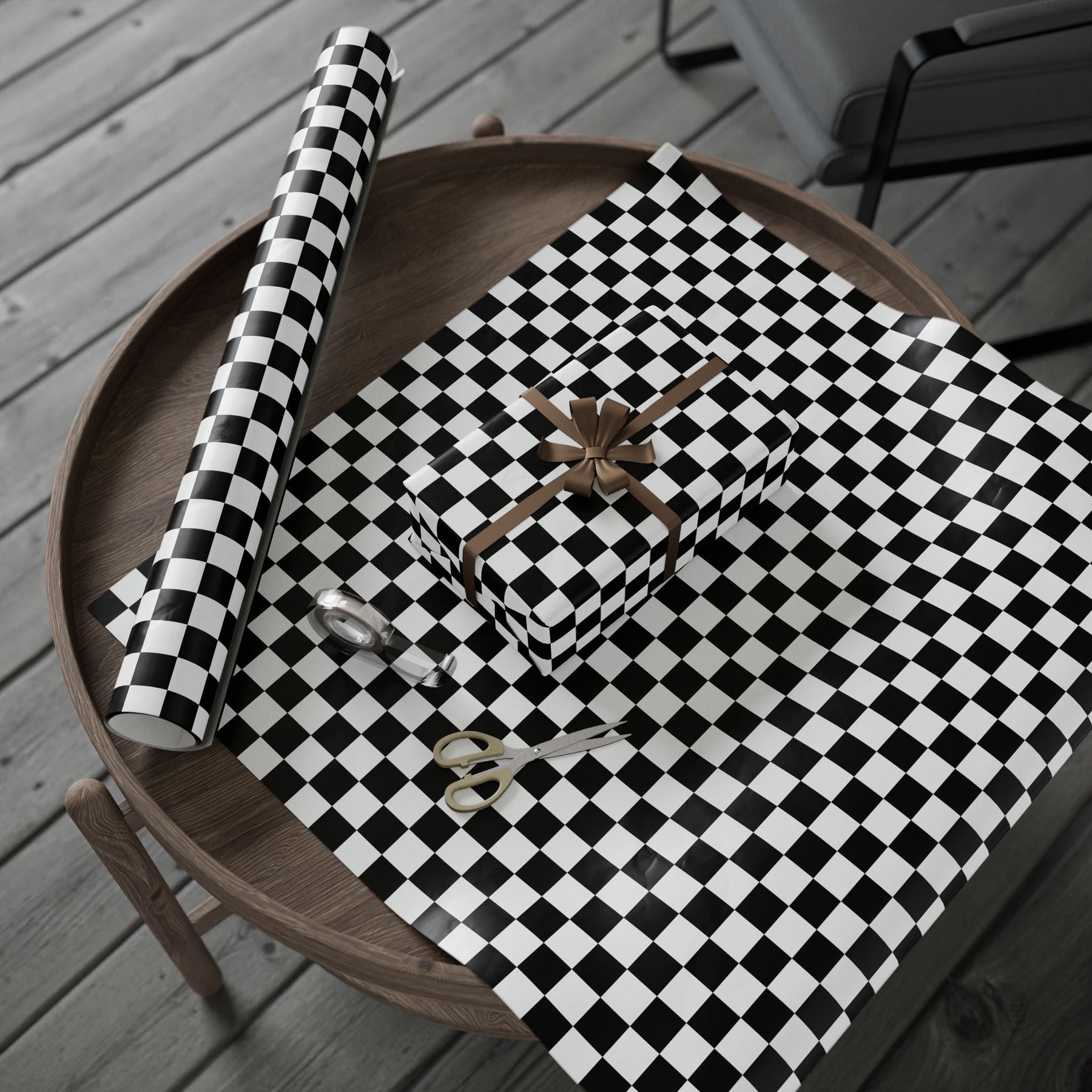 Black and White Checkerboard Gift Wrap Paper - Goth Cloth Co.Home Decor25685782000253023340