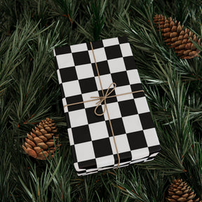 Black and White Checkerboard Gift Wrap Paper - Goth Cloth Co.Home Decor25685782000253023340