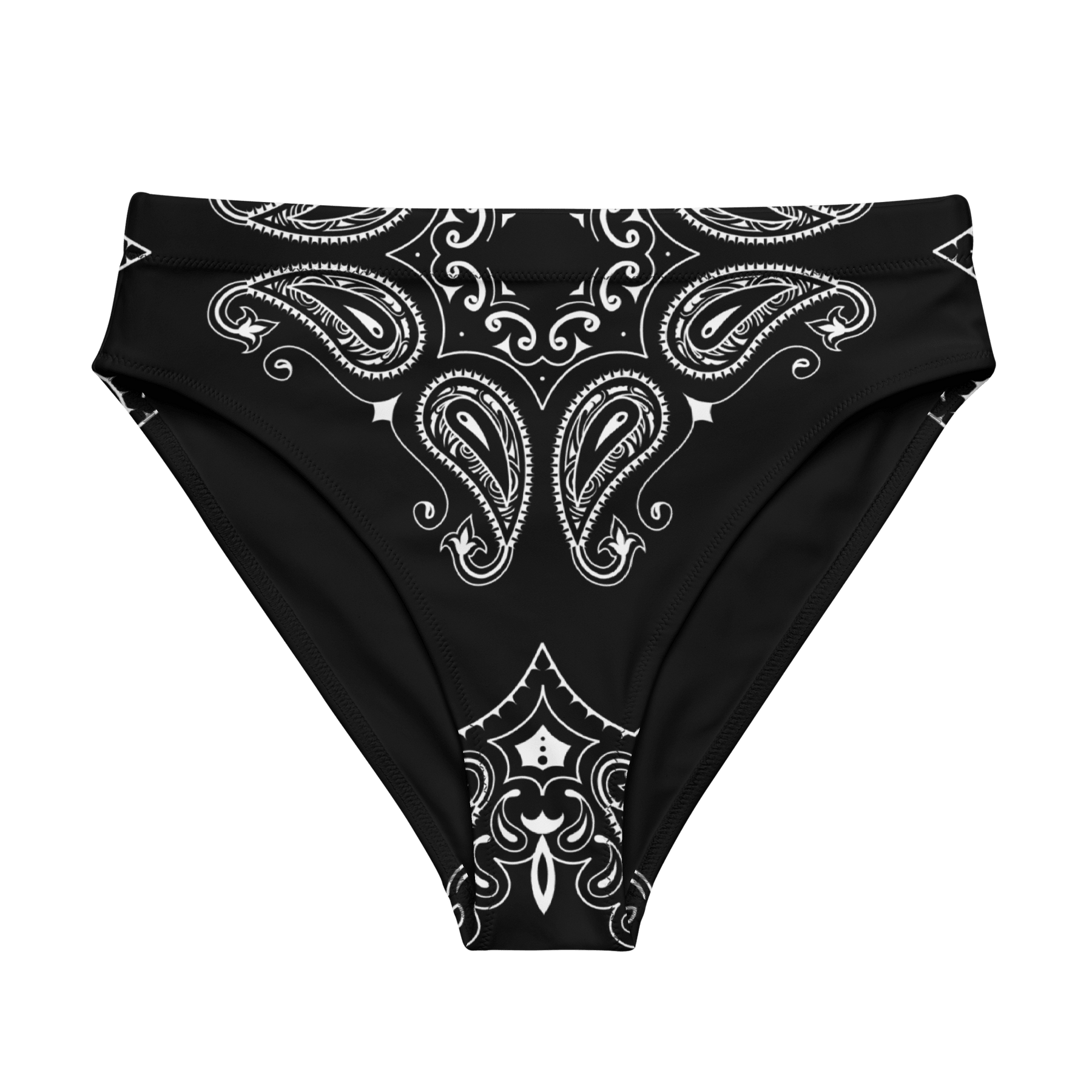 Black Bandana High - Waisted Sport Bikini Bottom - Goth Cloth Co.1392459_12042