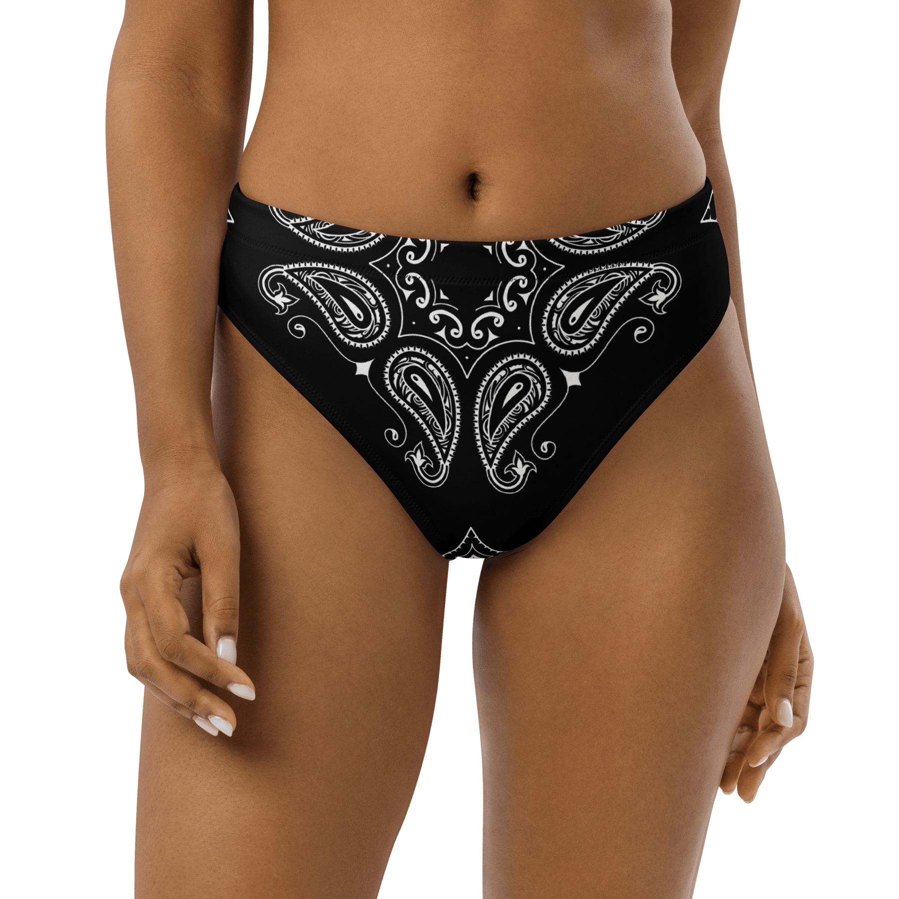 Black Bandana High - Waisted Sport Bikini Bottom - Goth Cloth Co.1392459_12042