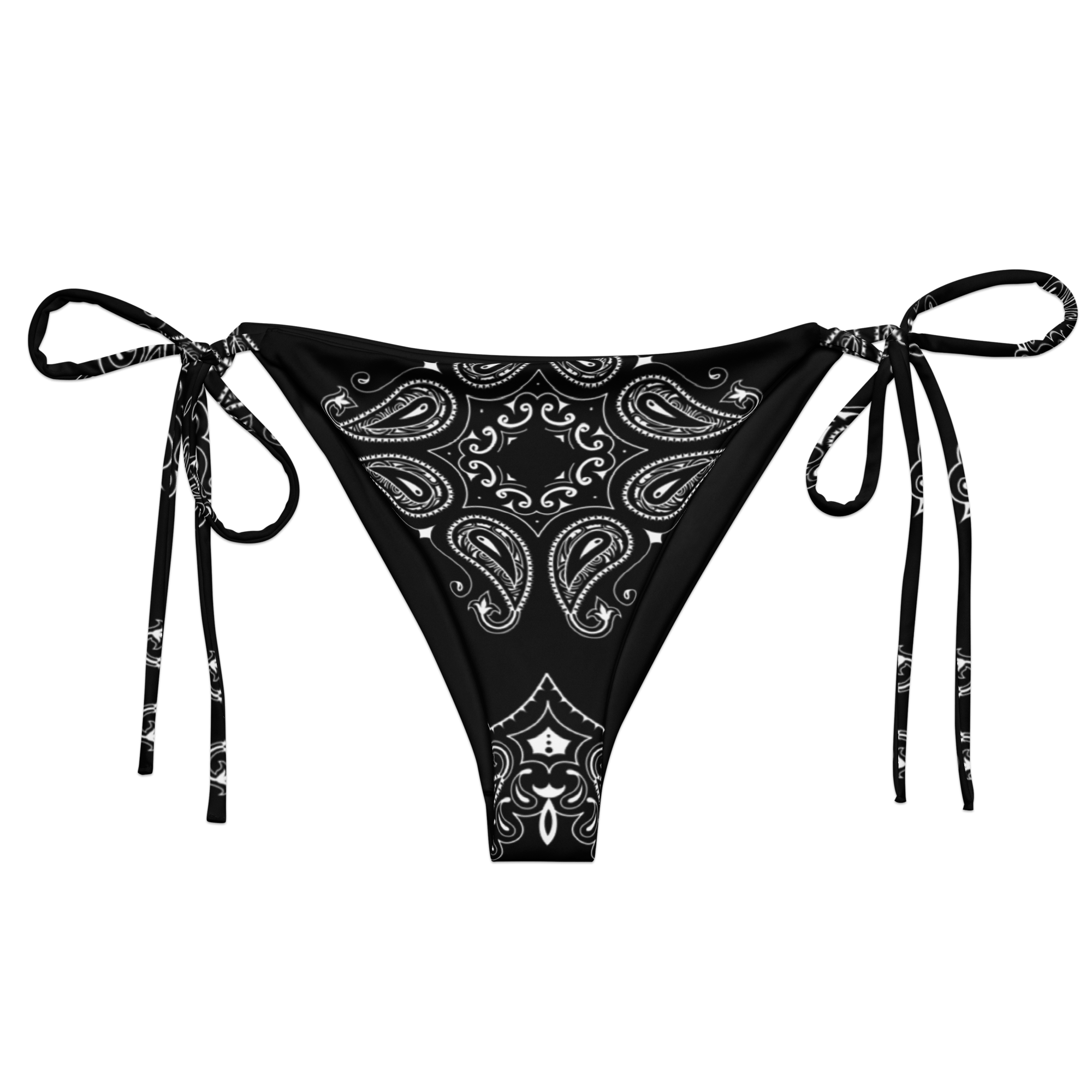 Deep String Cloth Black Bandana String Bikini Bottom | Goth Cloth Co.