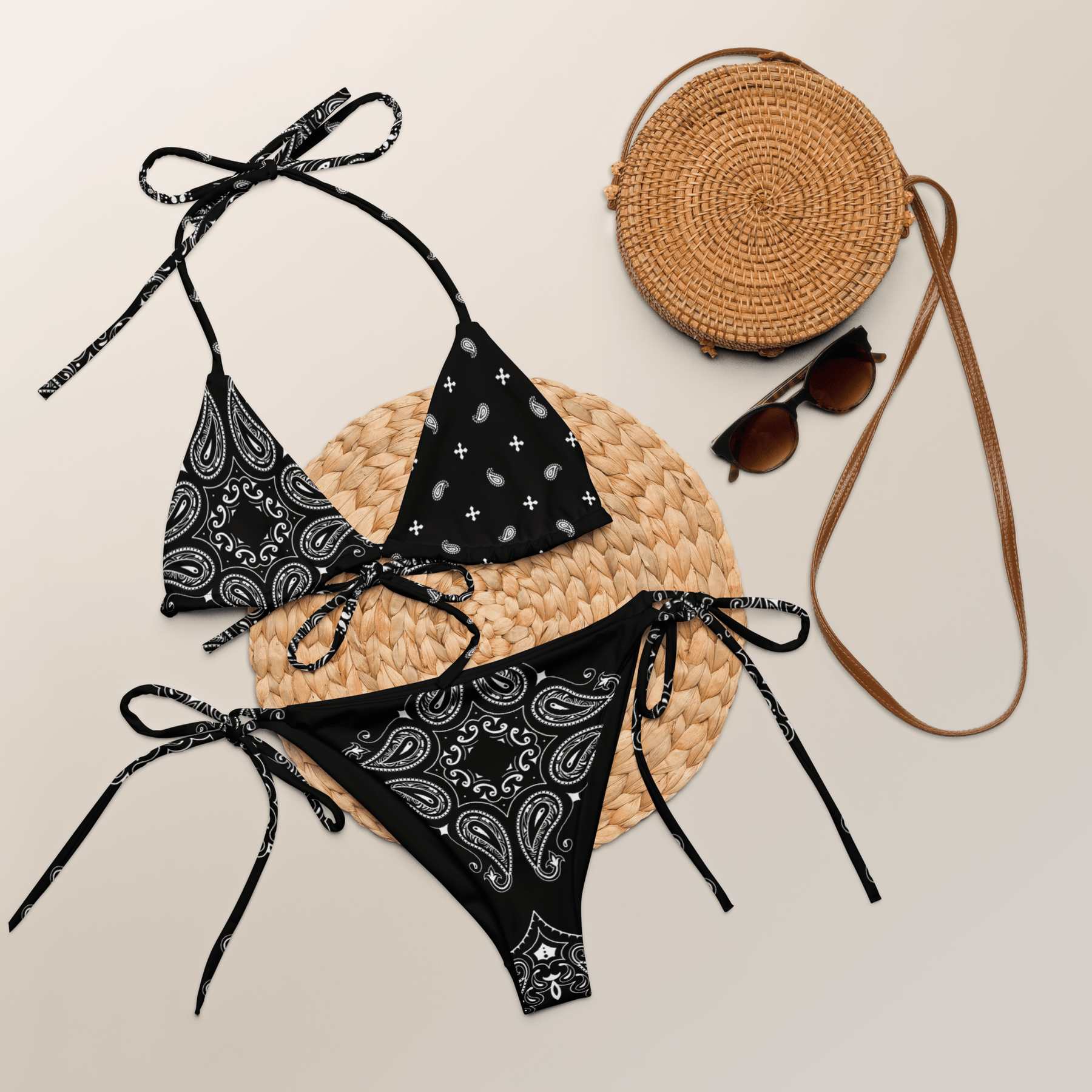 Black Bandana String Bikini Bottoms - Goth Cloth Co.5214672_16575