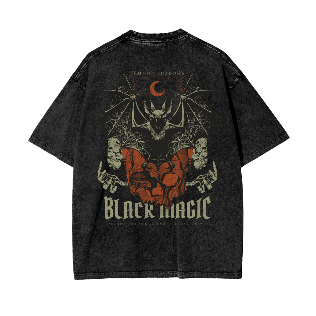 Black Magic Occult T-Shirt | Horror Bat & Skull Tee