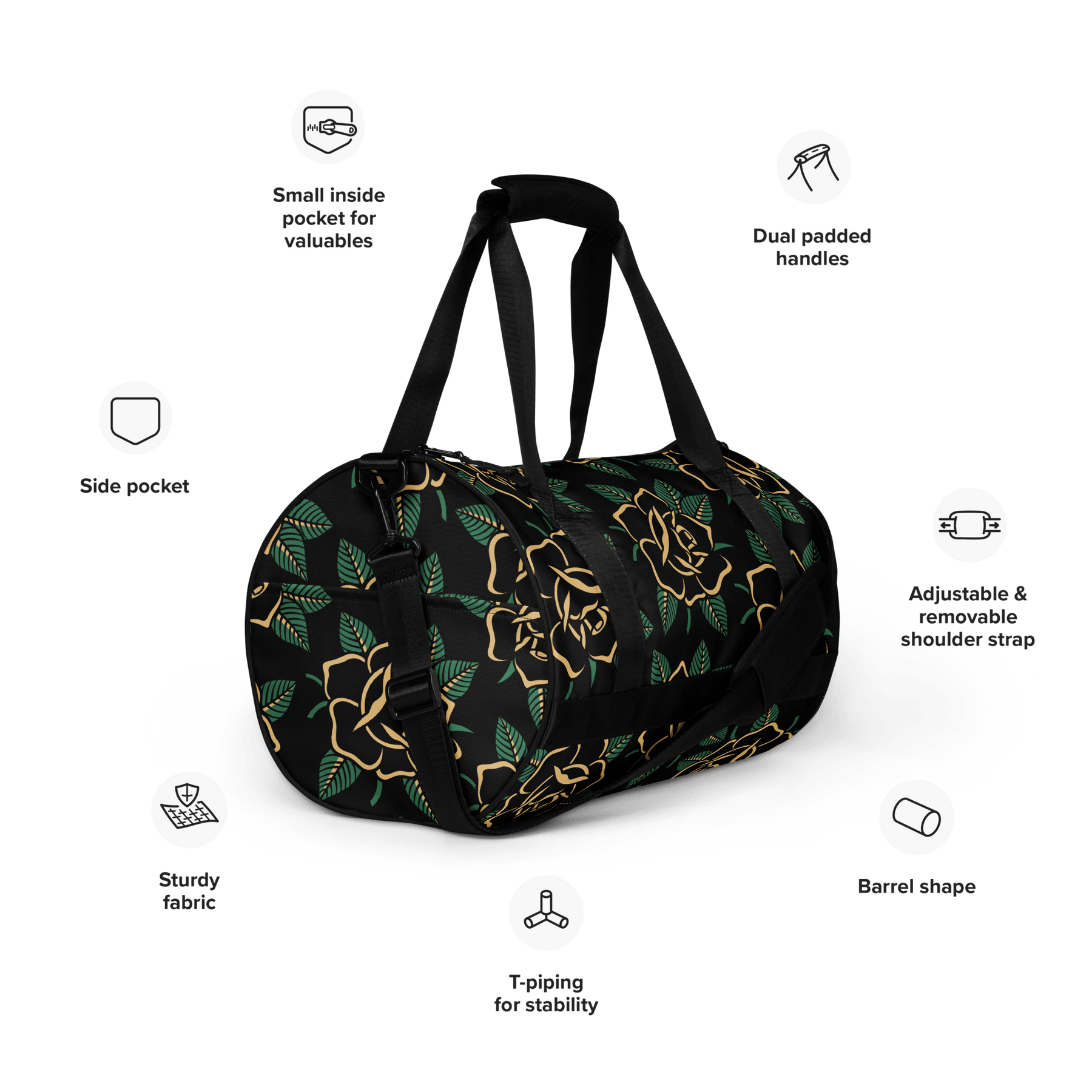 Black Rose Duffle Bag - Goth Cloth Co.gymwear4520234_15155