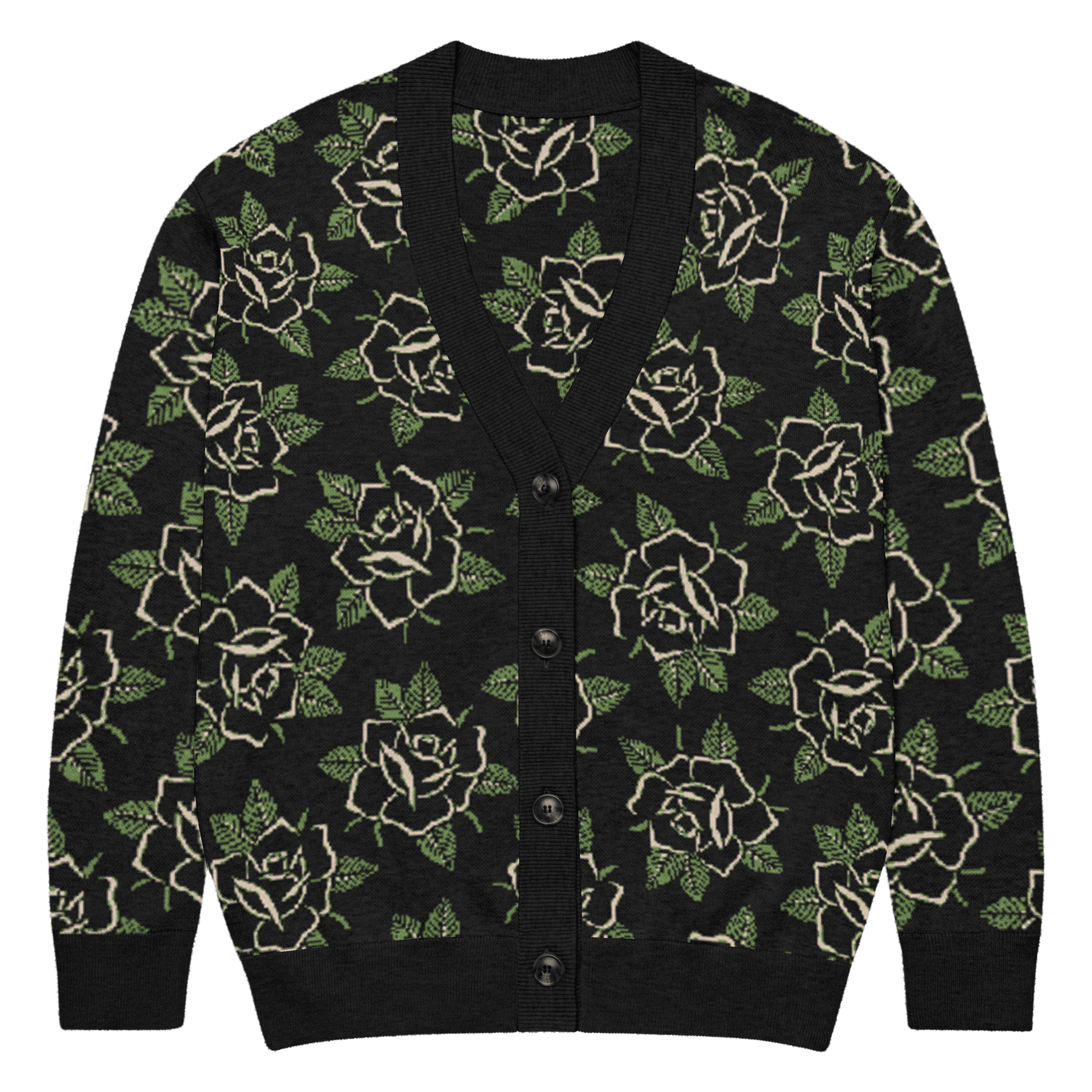 Black Rose Knit Cardigan - Goth Cloth Co.4074054_21030