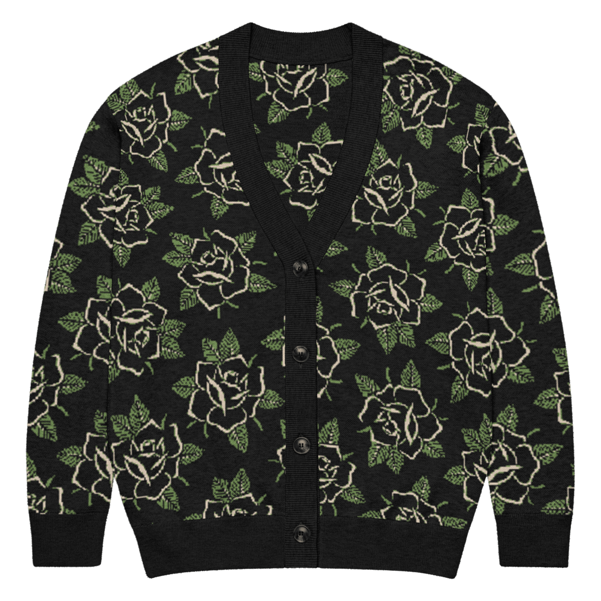 Black Rose Knit Cardigan - Goth Cloth Co.4074054_21034